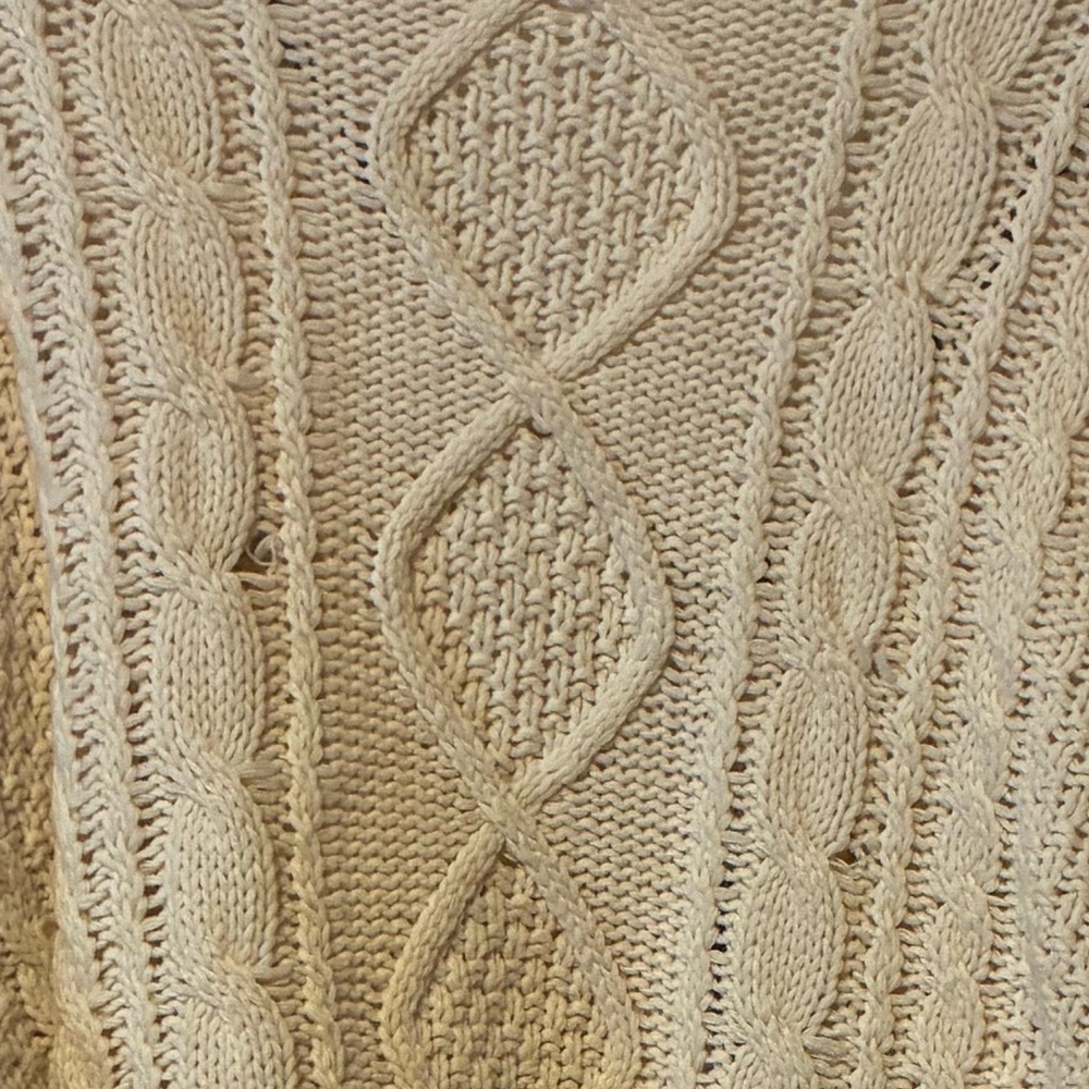Chunky Cream Cable Knit Cardigan with Contrast Trim - Picture 8 of 8